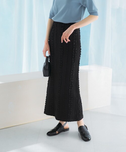 URBAN RESEARCH ROSSO（アーバンリサーチロッソ）の「ジャガードイージーストレートスカート（スカート・レディース・BLACK/RED・FREE）」の3枚目の写真