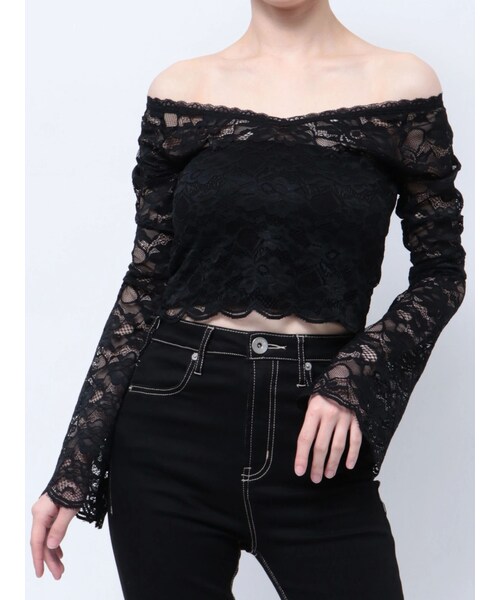 GYDA（ジェイダ）の「オフショルシャーリングスリーブブラウス（シャツ/ブラウス・レディース・オフホワイト/ブラック・F）」の4枚目の写真