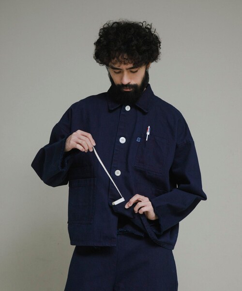 URBAN RESEARCH（アーバンリサーチ）の「『別注』LOWERCASE×URBS　FACEカバーオール（デニムジャケット・メンズ・INDIGO・M/L/XL）」の4枚目の写真