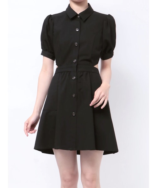 RESEXXY（リゼクシー）の「サイドスリットシャツワンピース（シャツワンピース・レディース・ホワイト/ブラック/ピンク・F）」の2枚目の写真