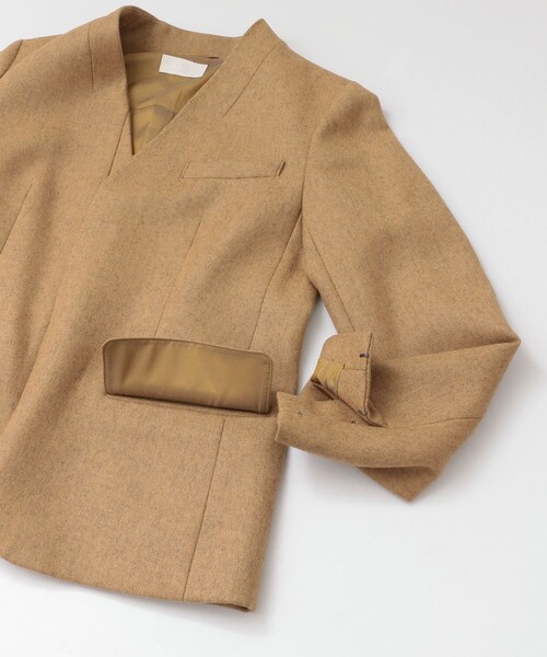 URBAN RESEARCH（アーバンリサーチ）の「WORK NOT WORK　メランジウールHANカラージャケット（ノーカラージャケット・レディース・COYOTE/CHARCOAL・1/2）」の18枚目の写真