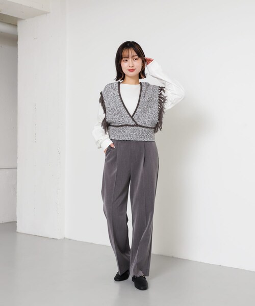 SENSE OF PLACE by URBAN RESEARCH(センスオブプレイスバイアーバンリサーチ)の「フリンジニットベスト(ベスト・レディース・BLU×GRY/IVORY/GRY×WHT・one)」の20枚目の写真