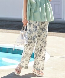 nissen | 大きいサイズ 花柄プリントイージーパンツ（ゆったりヒップ）(パンツ)