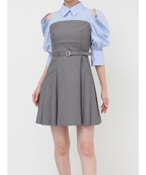 dazzlin レイヤードシャツミニワンピース　チャコールグレー　Sサイズ ダズリン dazzlin レイヤードシャツミニワンピース