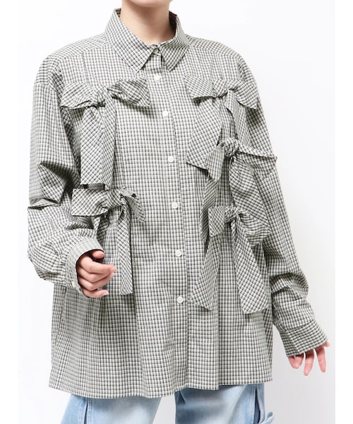 merry jenny（メリージェニー）の「bon bon ribbon shirt（シャツ/ブラウス・レディース・オフホワイト/ブラック/ピンク/ミックス・F）」の7枚目の写真