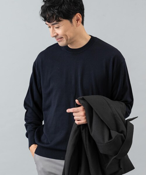 URBAN RESEARCH ROSSO（アーバンリサーチロッソ）の「イタリア糸メリノウールクルーニット（ニット/セーター・メンズ・GREIGE/GRAY/DARK BROWN/NAVY/BLACK・M/L）」の6枚目の写真