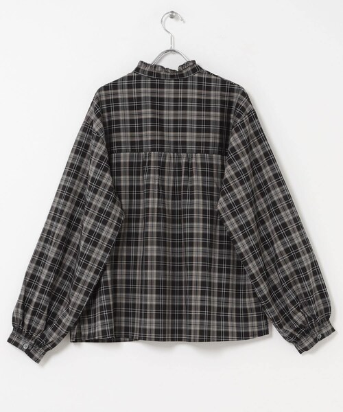 URBAN RESEARCH DOORS(アーバンリサーチドアーズ)の「フリルネックチェックブラウス(シャツ/ブラウス・レディース・BLACK/BEIGE・Free)」の7枚目の写真