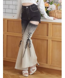 EATME | サイドレースアップカットアウトデニムパンツ(デニムパンツ)