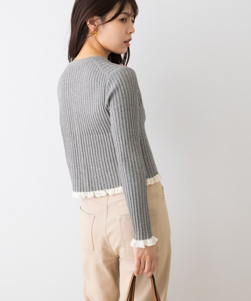 URBAN RESEARCH ROSSO（アーバンリサーチロッソ）の「F by ROSSO　スパンコールフリルリブカーディガン（カーディガン/ボレロ・レディース・BEIGE/GRAY/NAVY・Free）」の9枚目の写真