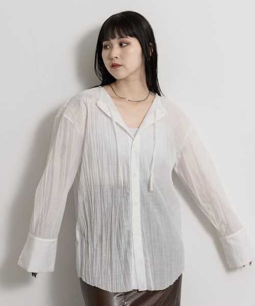 THE GOODLAND MARKET（ザグッドランドマーケット）の「&her　Washer Multi Shirts（シャツ/ブラウス・レディース・PINK/WHITE/NAVY・one）」の5枚目の写真