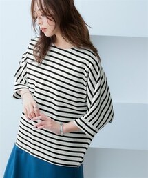 nissen | 綿１００％バスクドルマントップス（7分袖）（UVカット）(Tシャツ/カットソー)