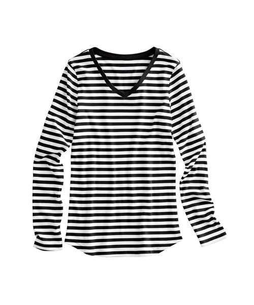 nissen（ニッセン）の「ＵＶカット綿１００％フライス素材Ｖネック長袖Ｔシャツ＜大きいサイズ有＞（Tシャツ/カットソー・レディース・【販売終了】ラベンダー/オフホワイト/黒/オフホワイト×黒/【移行済み】オフホワイト×杢グレー/杢グレー/ラズベリー/ブルーグリーン/ネイビー/ライトイエロー/オレンジ/ローズピンク/ディープグリーン/【移行済み】イエロー/【移行済み】オフホワイト×コーラルレッド/ライトパープル/【販売終了】ミントグリーン/チャコール/ダスティーピンク/ライトブルー/モカ/ライトグレー/モカグレー/ディープパープル/ワイン/カーキグレー/ブルー/コーラルピンク/ピスタチオ/ラベンダー/ミントグリーン・S/M/L/LL/3L）」の22枚目の写真