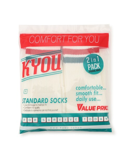 ADAM ET ROPE'(アダムエロペ)の「【KYOU/キョウ】FEET02 JQD Line Pack-Socks(ソックス/靴下・メンズ・ホワイト・F)」の6枚目の写真