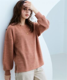 nissen | リブ見えカットソーサイドスリットプルオーバー＜大きいサイズ有＞(Tシャツ/カットソー)