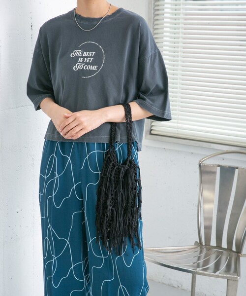 KBF（ケイビーエフ）の「フリンジニットBAG（ハンドバッグ・レディース・GREEN/BEIGE/BLACK・one）」の6枚目の写真