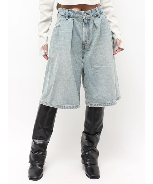 Ungrid（アングリッド）の「シンチバックデザインハーフパンツ（その他パンツ・レディース・ブルー/ベージュ・S/M）」の4枚目の写真