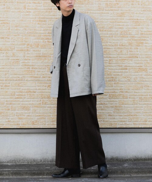 SENSE OF PLACE by URBAN RESEARCH（センスオブプレイスバイアーバンリサーチ）の「チェックダブルルーズジャケット（テーラードジャケット・メンズ・BEG×KHK・M/L）」の5枚目の写真