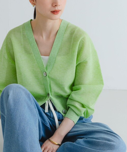 URBAN RESEARCH（アーバンリサーチ）の「new basic　リネン混スポンディッシュニットカーディガン（カーディガン/ボレロ・レディース・GRAY/LIME/BLACK・FREE）」の4枚目の写真