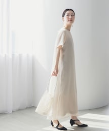 URBAN RESEARCH ROSSO WOMEN | ハーフスリーブオーガンジーバックオープンドレス(ワンピース)