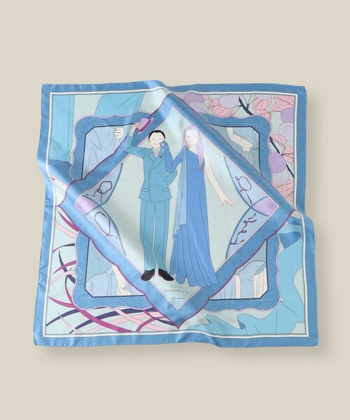 ROPE'(ロペ)の「【4 ARTIST for ROPE'】コラボ シルクスカーフ/Lサイズ(バンダナ/スカーフ・レディース・ダークグリーン/サックス/レッド/ピンク・F)」の2枚目の写真