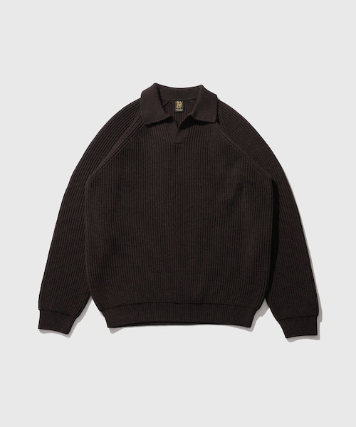 ADAM ET ROPE'（アダムエロペ）の「《別注》【BATONER/バトナー】EX SOLIDWOOL RIB SKIPPER（ニット/セーター・メンズ・ブラック/ダークブラウン/レッド・2/3/4）」の4枚目の写真