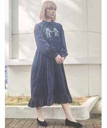 merry jenny | ロングbearジャガードシャツワンピース(ワンピース)