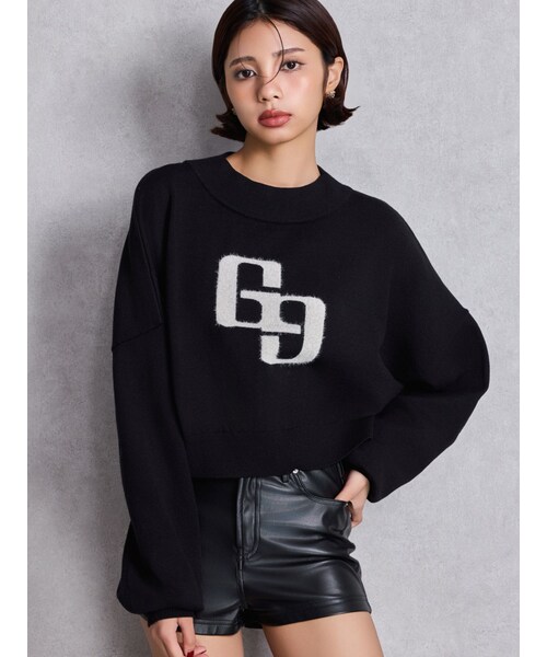 GYDA(ジェイダ)の「GGインターシャニットトップス(ニット/セーター・レディース・オフホワイト/ブラック/パープル・F)」の6枚目の写真