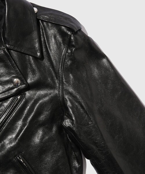 ADAM ET ROPE'（アダムエロペ）の「【AURALEE/オーラリー】LAMB LEATHER RIDERS JACKET（ライダースジャケット・メンズ・ブラック・4/5）」の5枚目の写真