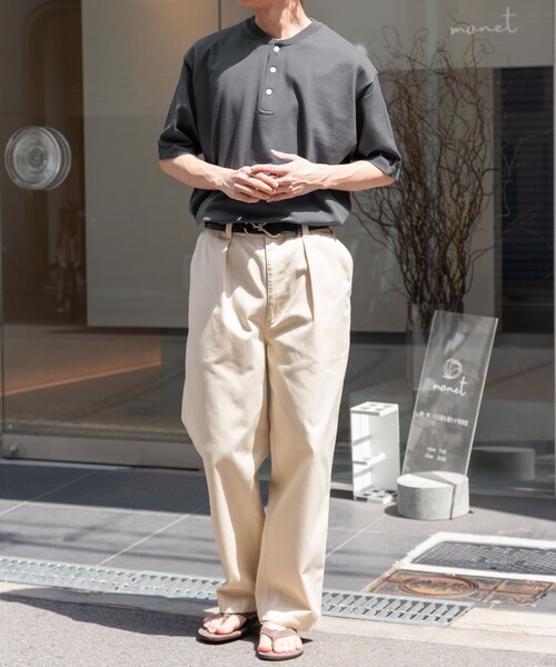 URBAN RESEARCH DOORS（アーバンリサーチドアーズ）の「FORK&SPOON　ヘンリーネックニットTシャツ（ニット/セーター・メンズ・IVORY/MOSSMINT/GRAY・4/5）」の14枚目の写真