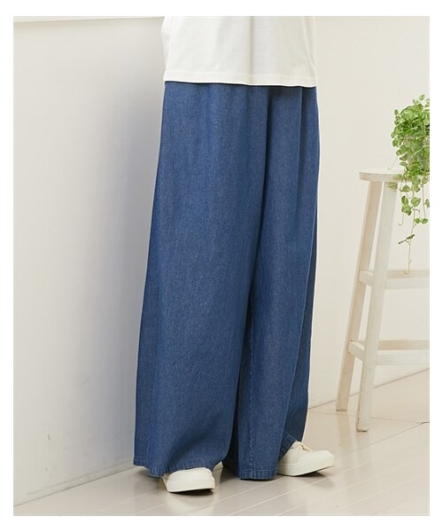 nissen（ニッセン）の「【産前・産後】綿１００％デニム　ウエストリボンワイドパンツ（マタニティウェア/グッズ・レディース・ネイビー/ブルー・マタニティM/マタニティL/マタニティLL/マタニティ3L/マタニティ4L/マタニティ5L/マタニティ6L）」の20枚目の写真