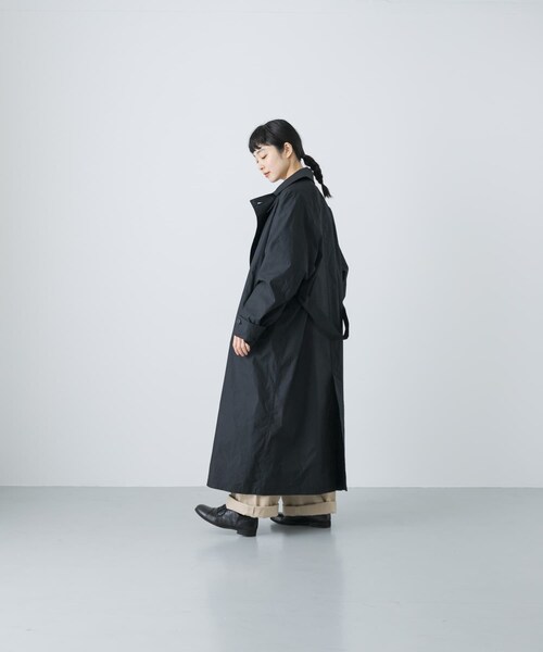 かぐれ（カグレ）の「コットンナイロンオーバートレンチコート（ステンカラーコート・レディース・BLACK/BEIGE・FREE）」の11枚目の写真