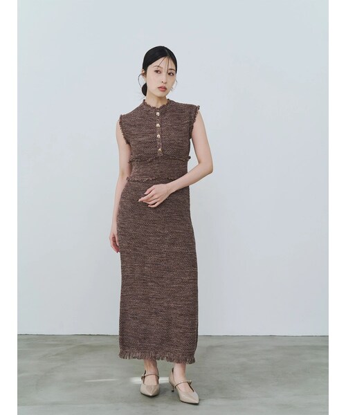 TONAL(トーナル)の「サマーツイードリブニットワンピース(ワンピース・レディース・グレー/ピンク/ブラウン・M/S)」の13枚目の写真