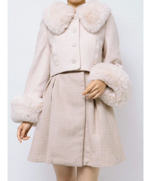 EATME（イートミー）の「フェイクファーカラーショートジャケット（その他アウター・レディース・アイボリー/ブラック・S/M）」の15枚目の写真