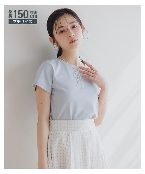 nissen（ニッセン）の「小さいサイズ　綿混コンパクトTシャツ　低身長さん・小柄女性（Tシャツ/カットソー・レディース・ホワイト/ミント/ブルー/ベージュ/ブラック・PSS/PS/PM/PL）」の19枚目の写真