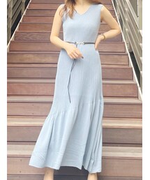 MERCURYDUO | ベルト付アシメマーメイドリブニットワンピース(ワンピース)