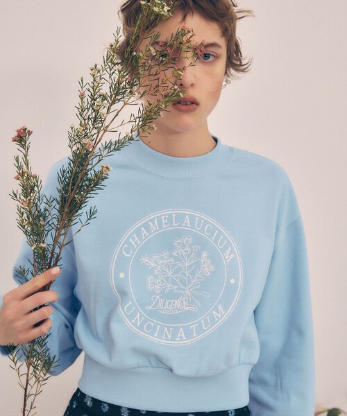 VIS（ビス）の「【DILIGENCE PARLOUR】VIS別注モデルフラワーロゴスウェット【セットアップ対応】（スウェット・レディース・ネイビー/ブルー系/イエロー・F）」の2枚目の写真