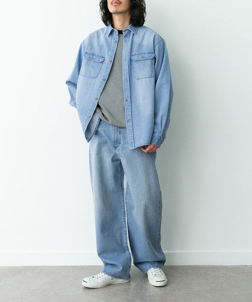 URBAN RESEARCH Sonny Label（アーバンリサーチサニーレーベル）の「『別注』RED KAP×Sonny Label　ワイドデニムパンツ（デニムパンツ・メンズ・ライトインディゴ/ユーズド・M/L）」の21枚目の写真