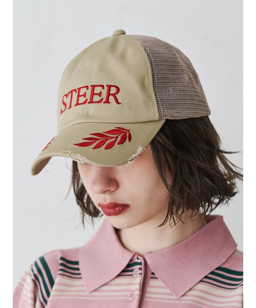 jouetie（ジュエティ）の「ヴィンテージライクロゴメッシュキャップ（キャップ・レディース・ピンク/ネイビー/ベージュ・F）」の6枚目の写真