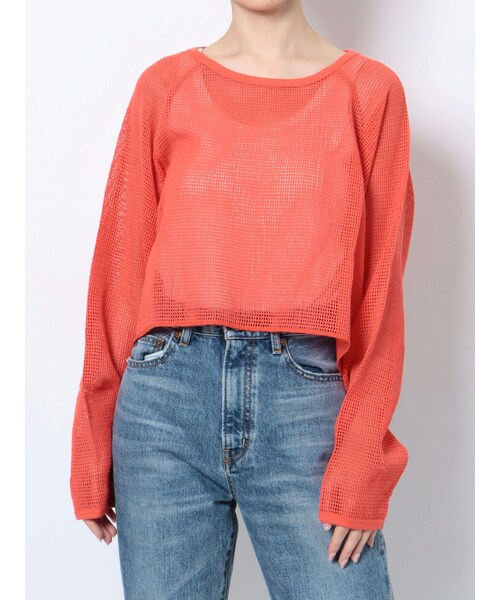 Ungrid（アングリッド）の「ショートメッシュロングスリーブTee（Tシャツ/カットソー・レディース・アイボリー/チャコールグレー/ブラック/レッド・F）」の11枚目の写真