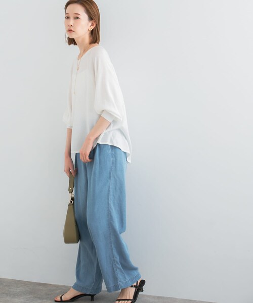 URBAN RESEARCH ROSSO（アーバンリサーチロッソ）の「ウォッシャブルシルク混ドルマンニット（ニット/セーター・レディース・ORANGE/OFF WHITE/L.MINT・FREE）」の7枚目の写真