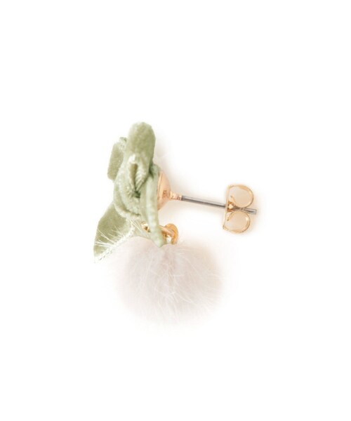 ROPE' PICNIC（ロペピクニック）の「ベルベットリボン×シャギーボールプチピアス（ピアス（両耳用）・レディース・ベージュ/グリーン系/オレンジ系・F）」の13枚目の写真