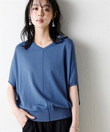 nissen | ＜大きいサイズ＞【アイスクリーンプレミアム】Ｖネックドルマンスリーブトップス（持続冷感・毛玉になりにくい・UVカット・洗濯機で洗える・遮熱）(ニット/セーター)