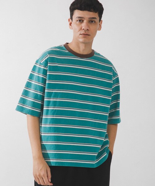 URBAN RESEARCH Sonny Label（アーバンリサーチサニーレーベル）の「マルチボーダーショートスリーブTシャツ（Tシャツ/カットソー・メンズ・ブルー/グリーン/ピンク・M/L）」の10枚目の写真