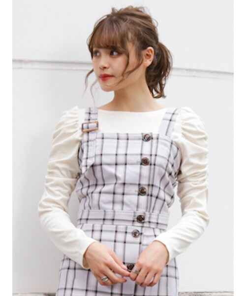 dazzlin（ダズリン）の「チェックビスチェ（その他トップス・レディース・グレー/ベージュ・M/S）」の4枚目の写真