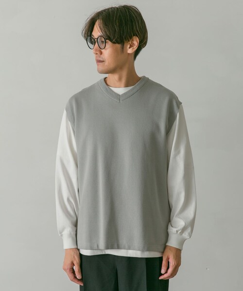 URBAN RESEARCH DOORS（アーバンリサーチドアーズ）の「ダブルフェイスVネックベスト（ベスト・メンズ・STEEL BLUE/GREIGE/BROWN/CHARCOAL・M/L）」の11枚目の写真