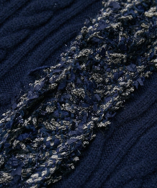 ROPE'（ロペ）の「【一部店舗限定】【LINTON TWEED】カシミヤブレンドケーブルカーディガン（カーディガン/ボレロ・レディース・オフホワイト/ネイビー系・F）」の18枚目の写真