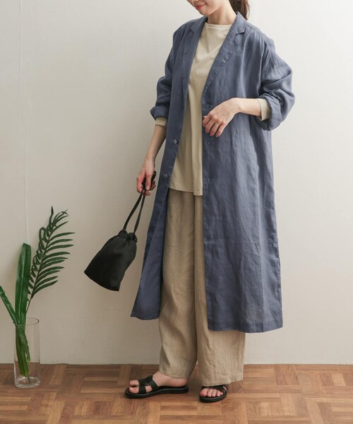 URBAN RESEARCH DOORS(アーバンリサーチドアーズ)の「リネンワイドチェスターコート(チェスターコート・レディース・NATURAL/BLUE・1)」の22枚目の写真