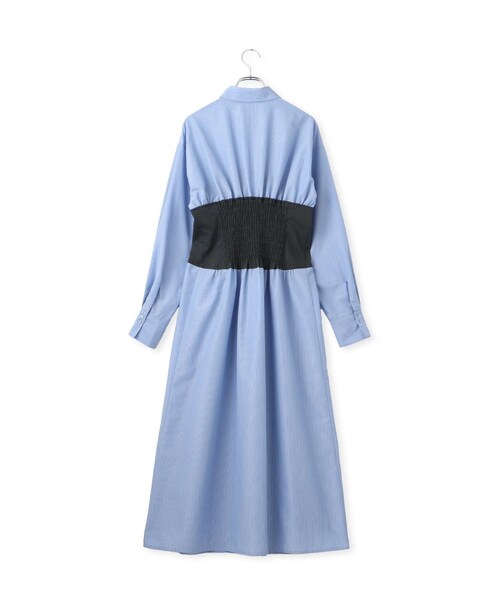 VIS（ビス）の「【洗える】ビスチェドッキングライクワンピース（シャツワンピース・レディース・オフホワイト/サックス・F）」の5枚目の写真