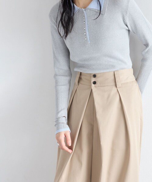 VIS（ビス）の「フロントタックデザインワイドパンツ（その他パンツ・レディース・ライトグレー/ベージュ・M/S）」の11枚目の写真