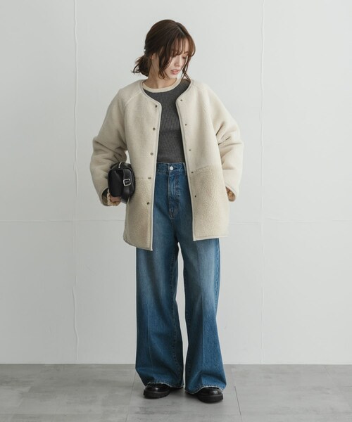 URBAN RESEARCH Sonny Label（アーバンリサーチサニーレーベル）の「リバーシブルボア撥水キルティングコート（その他アウター・レディース・アイボリー/ブラック/ブラウン・Free）」の9枚目の写真